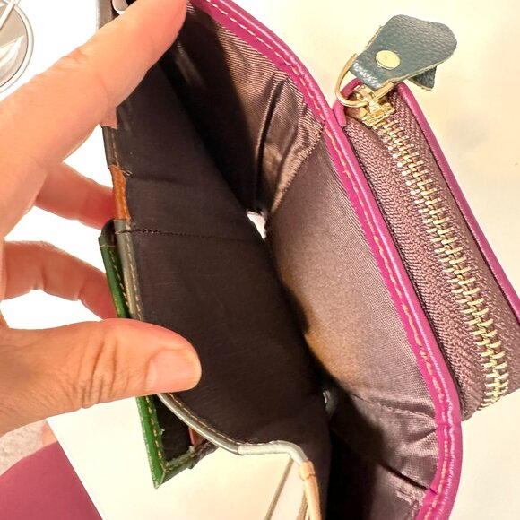 VERA PELLE | Italian Leather TriFold Multi Color Women Wallet Patchwork … - Picture 5 of 15